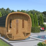 milla oval sauna with porch